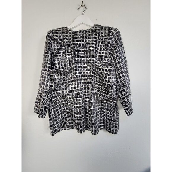 Mulberry Women's Patterned Crew Neck 3/4 Sleeve Casual Silk Blouse Black 6 - Picture 1 of 9